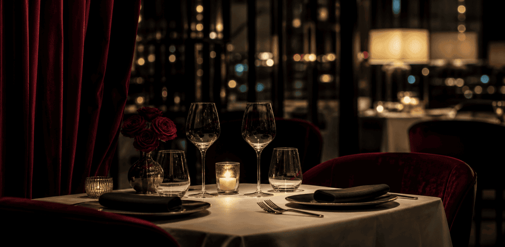 Stilvoll gedeckter Tisch für ein persönliches Date